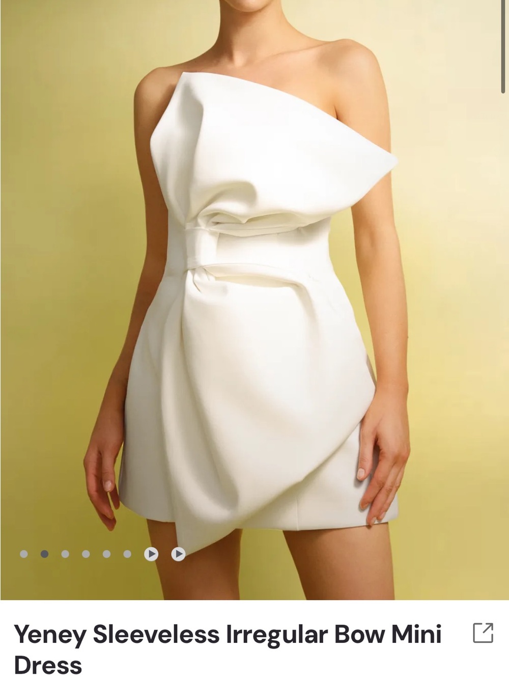 Yeney White Strapless Bow Mini Dress